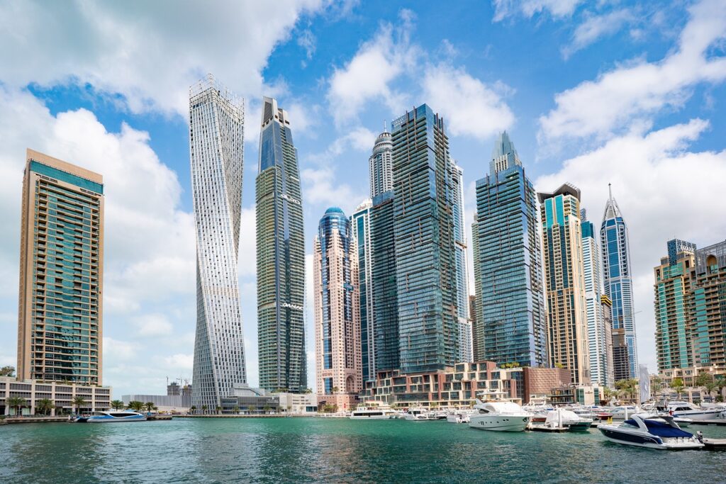 skyline, skyscrapers, buildings, cityscape, city, facades, edifice, architecture, modern architecture, waterfront, boats, yachts, dubai, urban, modern, water, downtown, emirates, marina, towers, ships, port, nature, dubai, dubai, dubai, dubai, dubai