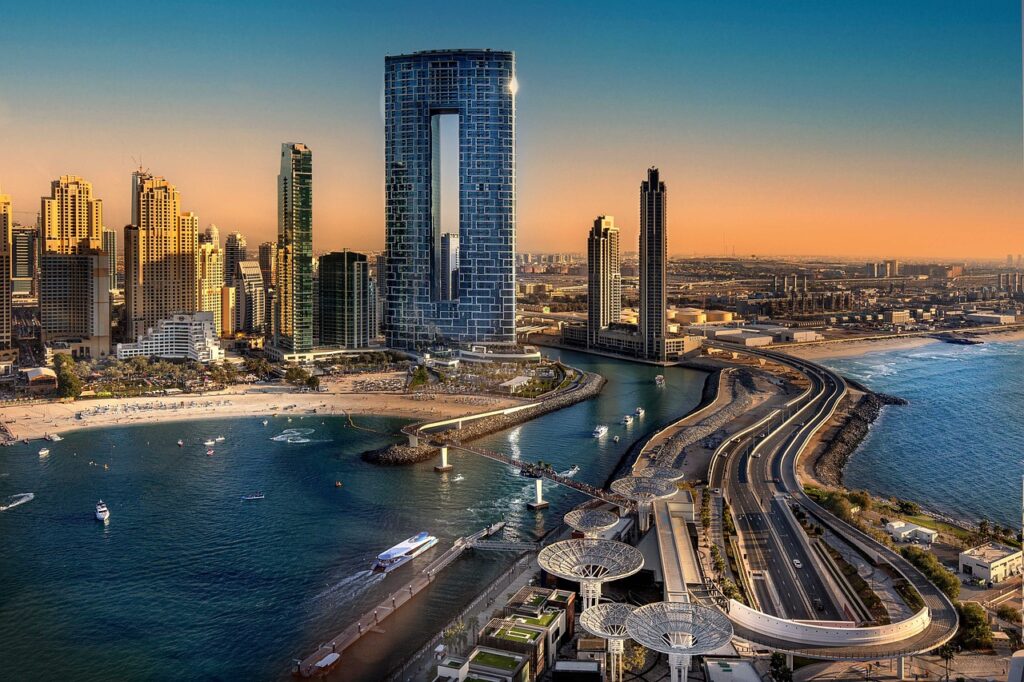 skyscraper, luxury, building, dubai, architecture, city, ferris wheel, sea, beach, sunset, long exposure, outlook, port, nature, ship, marine, vacations, dubai, dubai, dubai, dubai, dubai